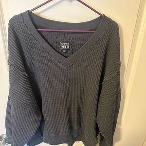 American Eagle Outfitters Gray V-Neck Sweater